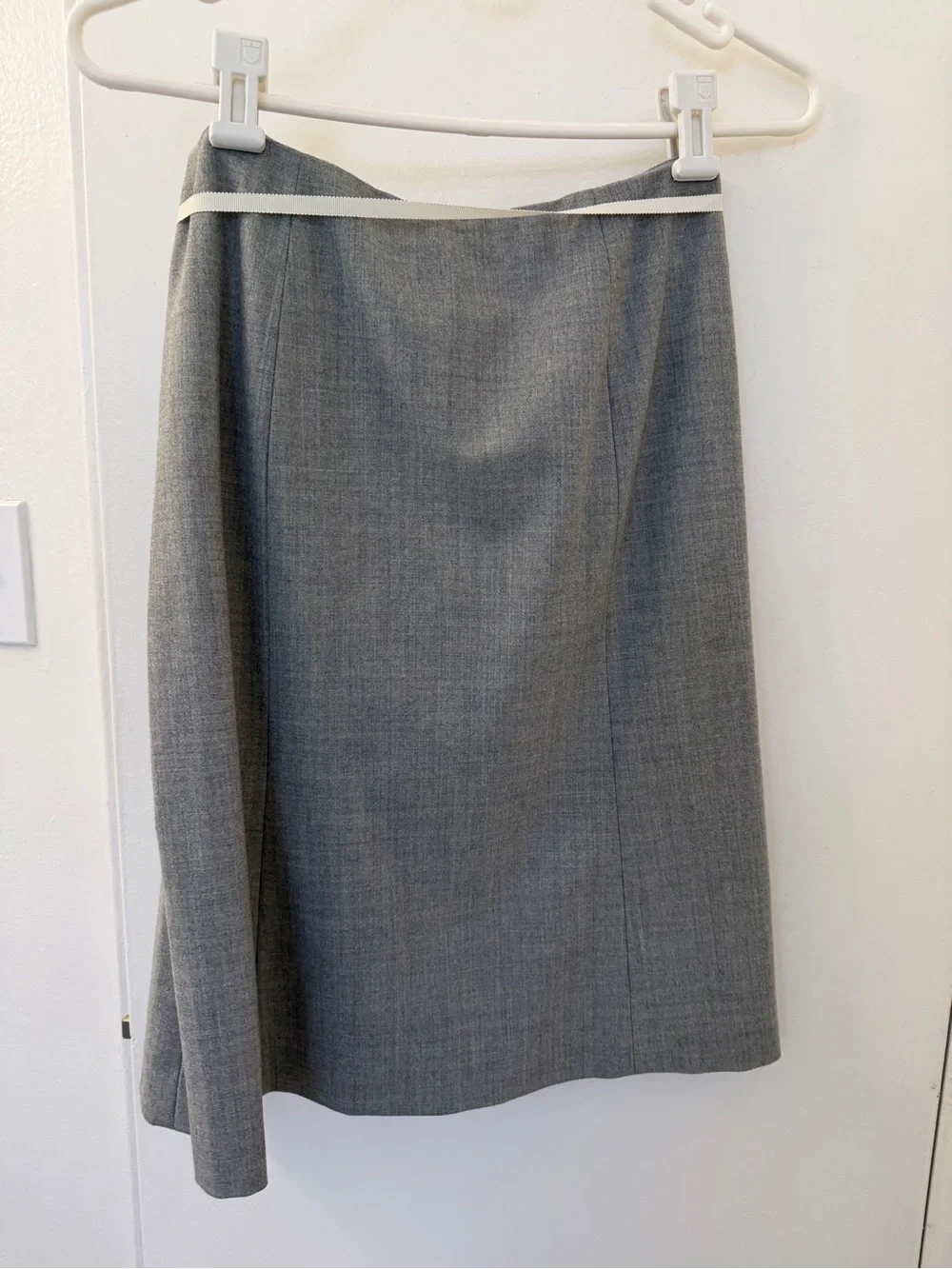 J. Crew Gray A-Line Skirt with Cream Tie